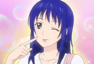 😘 8575711e Anime, Fille, Mignon, Dessin animé, Personnage, Cheveux bleus telegram sticker