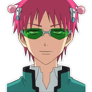 😓 193a0dba Kusuo Saiki The Disastrous Life of Saiki K. アニメ, 斉木楠雄のΨ難, 斉木楠雄, ピンク髪, メガネ, 超能力 telegram sticker