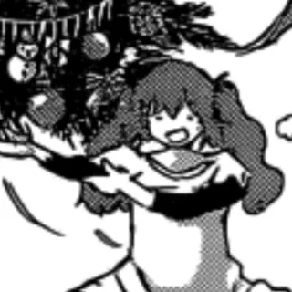 🥳 36fcb276 anime, chica, árbol de Navidad, adornos, alegre telegram sticker