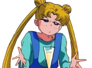 🤷‍♀️ 0255f34f Sailor Moon аниме, мультфильм, Сейлор Мун, девушка, напиток, блондинка whatsapp sticker