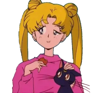 😏 936ce524 Sailor Moon Аниме, Мультфильм, Сейлор Мун, Кот, Девочка-волшебница whatsapp sticker