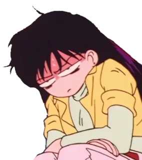 😑 c8d94f85 Rei Hino Sailor Moon аниме, уставший, измотанный, манга, мультфильм, персонаж, Сейлор Марс, сонный whatsapp sticker