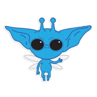 😈 5f2dfb5d Alien, Azul, Dibujos animados, Hada, Alas, Lindo telegram sticker