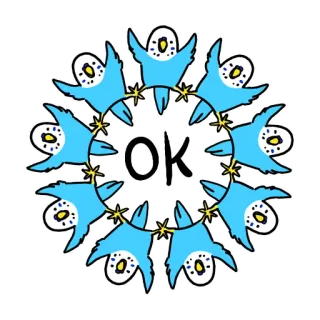 👌 58f81ef3 OK 鸟, 好的, 可爱, 图案, 蓝色, 卡通 telegram sticker