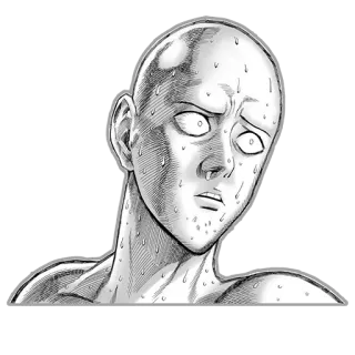 😲 9f509266 Saitama One-Punch Man アニメ, ヒーロー, ハゲ, 汗, マンガ telegram sticker