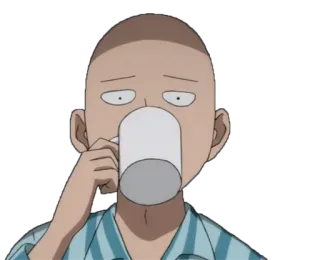 😶 480e84a0 Saitama One-Punch Man Saitama, One-Punch Man, anime, coffee, bald telegram sticker