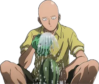 🤔 89188b27 Saitama One-Punch Man Saitama, One-Punch Man, anime, hero, watering, manga telegram sticker