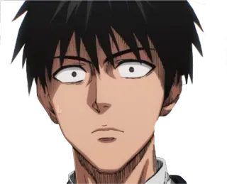 😐 938a719e Saitama One-Punch Man anime, cartoon, shocked, meme, reaction, One-Punch Man telegram sticker