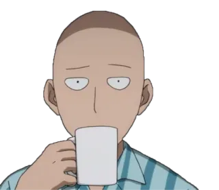 😶 cbccf997 Saitama One-Punch Man Saitama, One-Punch Man, anime, drinking, character telegram sticker