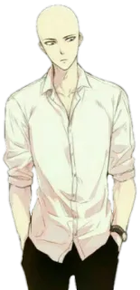 😕 02808f56 Anime, Mann, Charakter, Weißes Hemd, Glatze telegram sticker