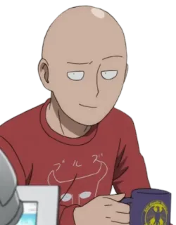 😈 05ee5f1e Saitama One-Punch Man Saitama, One-Punch Man, Anime, Held, Kahl, Ausdruckslos telegram sticker