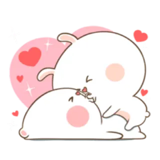 ❤ a15f9400 토끼, 귀여운, 사랑, 하트, 사랑스러운, 커플, 애정 telegram sticker