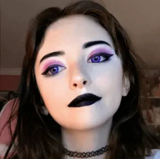 🍃 e300555a maquiagem, gótico, retrato, mulher, olhos, sombra de olhos, batom, rosto whatsapp sticker