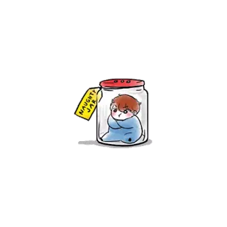 😒 74986f5c Naughty Jar nakal, toples, bayi, kartun, wadah, hukuman telegram sticker