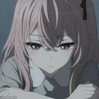 🎀 cc896743 @HAWKS アニメ, 女の子, 悲しい, ピンク髪, カートゥーン telegram sticker