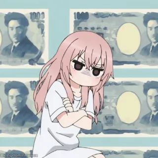💓 48bf55aa アニメ, 女の子, お金, 現金, イライラ, ピンク髪 telegram sticker