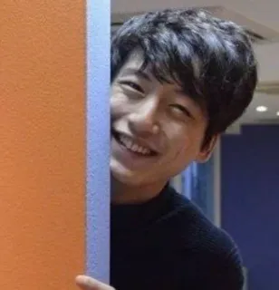 🤣 82e55940 человек, улыбающийся, мужчина, портрет, счастливый, азиат, прячется telegram sticker