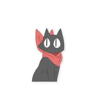 😐 8b915a35 gato, animal, dibujo animado, bufanda, lindo, gato negro telegram sticker