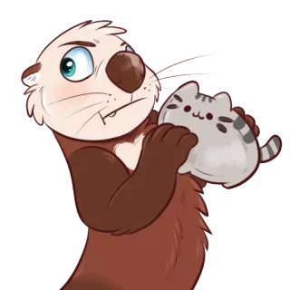 😕 3ba8cccb wydra, kreskówka, zwierzę, kot, słodki, futrzany, naklejka, przytulanie telegram sticker