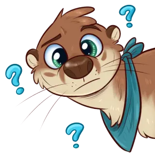 ❓ 6197abcd wydra, kreskówka, zwierzę, pytanie, zdezorientowany, słodki, ssak telegram sticker