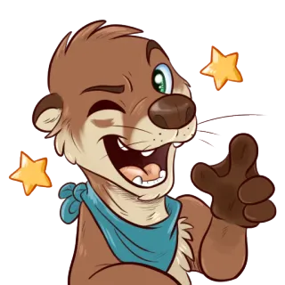 ⭐ 8a6986bc Wydra, Zwierzę, Kreskówka, Uroczy, Przyjazny, Gwiazdy, Bandana telegram sticker