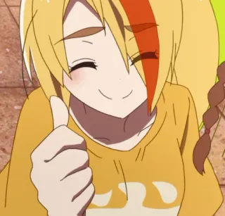 👍 101c2a30 アニメの女の子, いいね, 漫画, 金髪, 黄色, 笑顔 telegram sticker