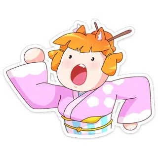 😔 18d3cbe6 Kartun, Anime, Stiker, Lucu, Kawaii, Kimono, Rambut oranye telegram sticker