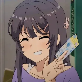 🐰 3c7af798 Mai Sakurajima Rascal Does Not Dream of Bunny Girl Senpai Аниме, Персонаж, Билет, Девушка, Улыбка telegram sticker