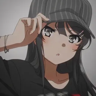 🐰 6fcce9ef Аниме, Девушка, Шляпа, Мультфильм telegram sticker