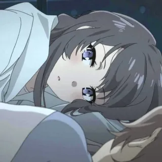 🐰 7a795b6b Аниме, девочка, лежа, милая, отдыхает telegram sticker