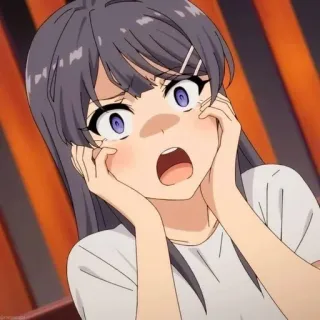 🐰 828e608d Аниме, Девушка, в шоке, Выражение лица, Подросток, Мультфильм telegram sticker