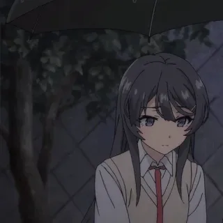 🐰 867b5c38 Mai Sakurajima Rascal Does Not Dream of Bunny Girl Senpai Аниме, Девушка, Дождь, Грустно, Bunny Girl Senpai, Май Сакурадзима telegram sticker
