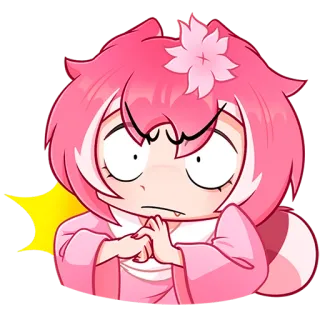 😠 0f051417 애니메이션, 만화, 귀여운, 분홍 머리, 화난 telegram sticker