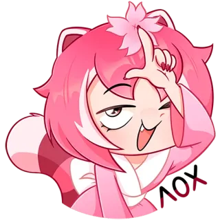 ☝ 1b8e94d5 만화, 여자, 애니메이션, 분홍색, 제스처, 패배자 telegram sticker