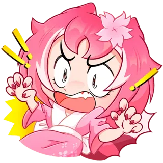 🤬 c5670104 애니메이션, 만화, 분홍색, 화난, 충격 받은, 귀여운 telegram sticker