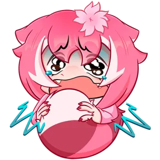 🥺 cd3a01b2 애니메이션, 분홍색, 캐릭터, 카와이, 귀여운, 우는 telegram sticker