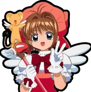✌ 47deddc2 Sakura Kinomoto Cardcaptor Sakura anime, manga, cardcaptor sakura, sakura kinomoto, kero, magical girl telegram sticker