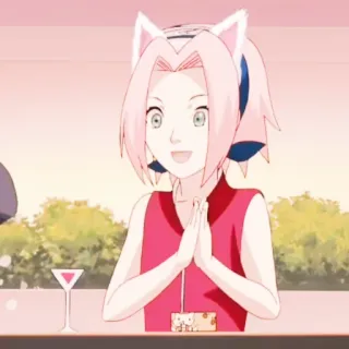 🌸 08b2e162 Sakura Haruno Naruto Anime, Kreskówka, Słodkie, Sakura, Haruno, Kocie uszy telegram sticker