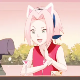 🌸 83f703d6 Sakura Haruno Naruto Anime, Sakura, Haruno, Kocie uszy, Kreskówka telegram sticker
