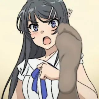 🐰 266ff6a3 Anime, Chica, Pie, Dedo del pie, Apuntando, Gesto telegram sticker