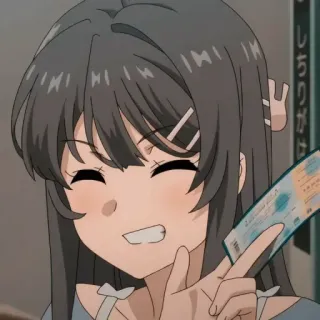 😁 582abb7b Anime, Meisje, Blij, Ticket, Leuk telegram sticker