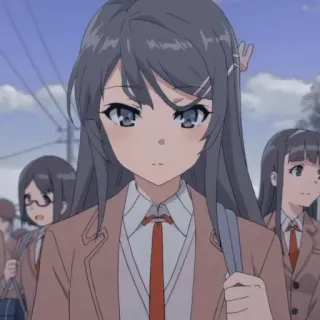 😕 6372e966 Mai Sakurajima Rascal Does Not Dream of Bunny Girl Senpai Anime, schoolmeisje, student, Sakurajima Mai telegram sticker
