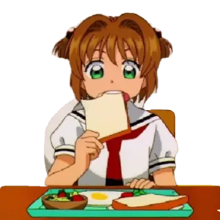 🎈 3ad5d48d Sakura Kinomoto Cardcaptor Sakura anime, food, girl, eating, cartoon, sakura kinomoto whatsapp sticker