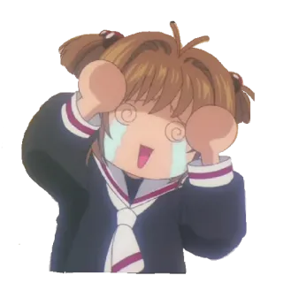 🎈 6dedb366 Sakura Kinomoto Cardcaptor Sakura anime, manga, cute, girl, kawaii, cardcaptor sakura, sakura kinomoto, crying whatsapp sticker