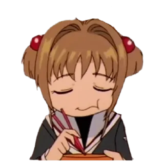 🎈 89c693aa Sakura Kinomoto Cardcaptor Sakura anime, cute, girl, eating, Cardcaptor Sakura whatsapp sticker