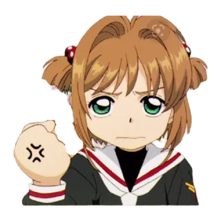 🎈 919daaf6 Sakura Kinomoto Cardcaptor Sakura anime, cartoon, sakura kinomoto, cardcaptor sakura, angry, cute whatsapp sticker