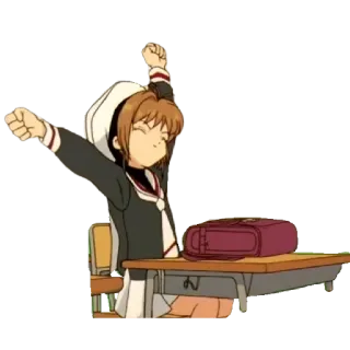 🎈 b621b761 Sakura Kinomoto Cardcaptor Sakura anime, girl, school uniform, cartoon, cute, manga, sleepy whatsapp sticker