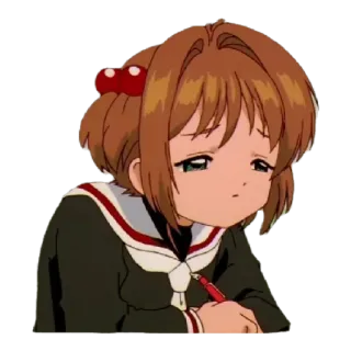 🎈 eae22c22 Sakura Kinomoto Cardcaptor Sakura anime, manga, girl, sad, writing, cardcaptor sakura, sakura kinomoto whatsapp sticker