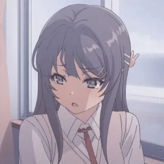 🌸 55ee3963 Mai Sakurajima Rascal Does Not Dream of Bunny Girl Senpai Anime, Meisje, Schooluniform, Verdrietig, Serieus telegram sticker