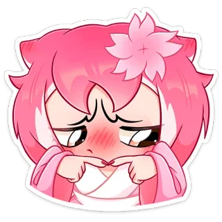 😅 20f7632b Anime, Dessin animé, Autocollant, Rose, Rougir, Mignon whatsapp sticker